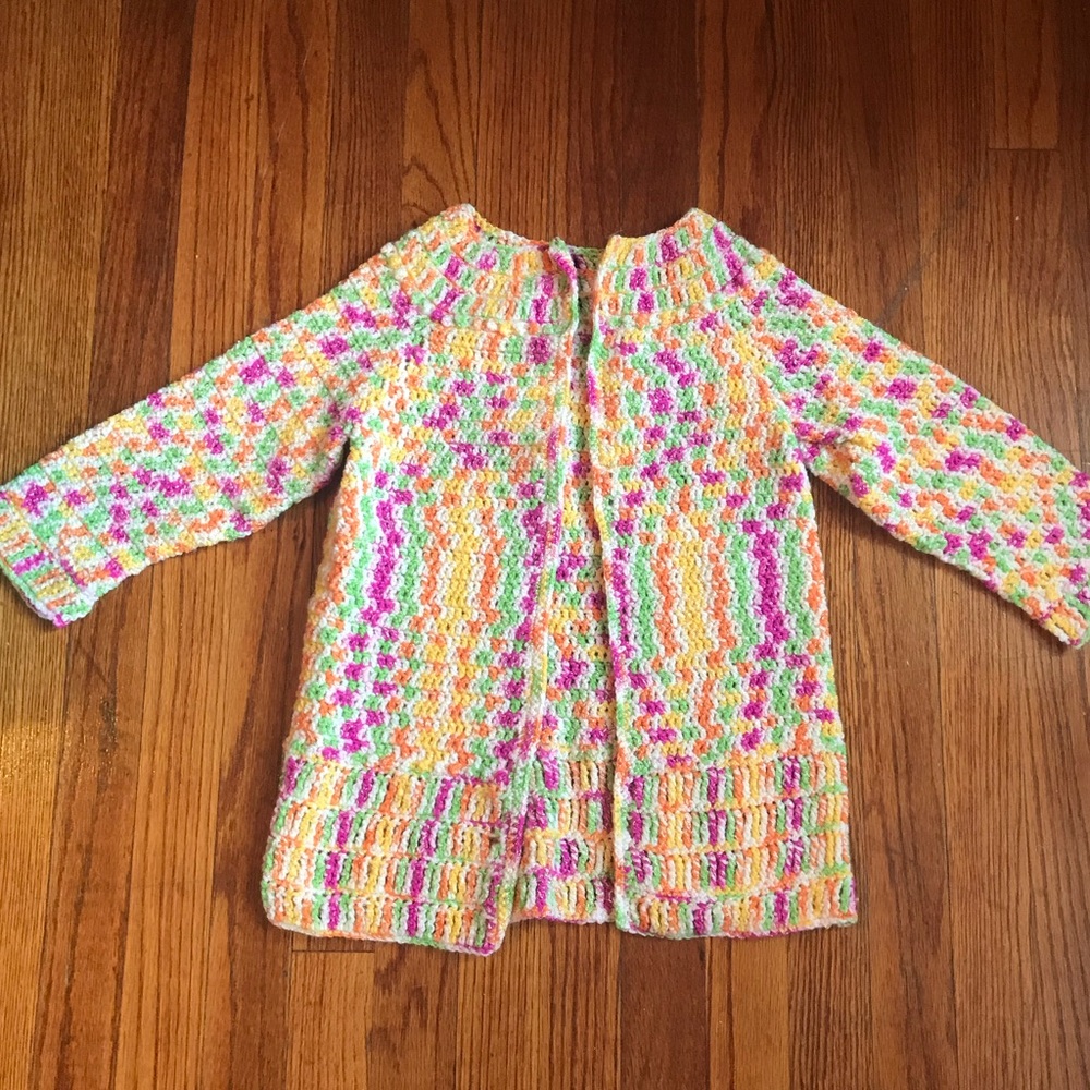 Hand crocheted kinds cardigan